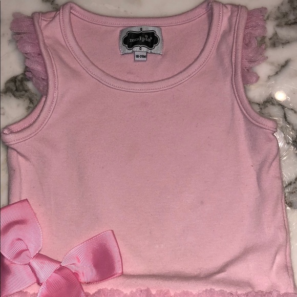 Mudpie pink onesie with ruffle and bow - Picture 4 of 7